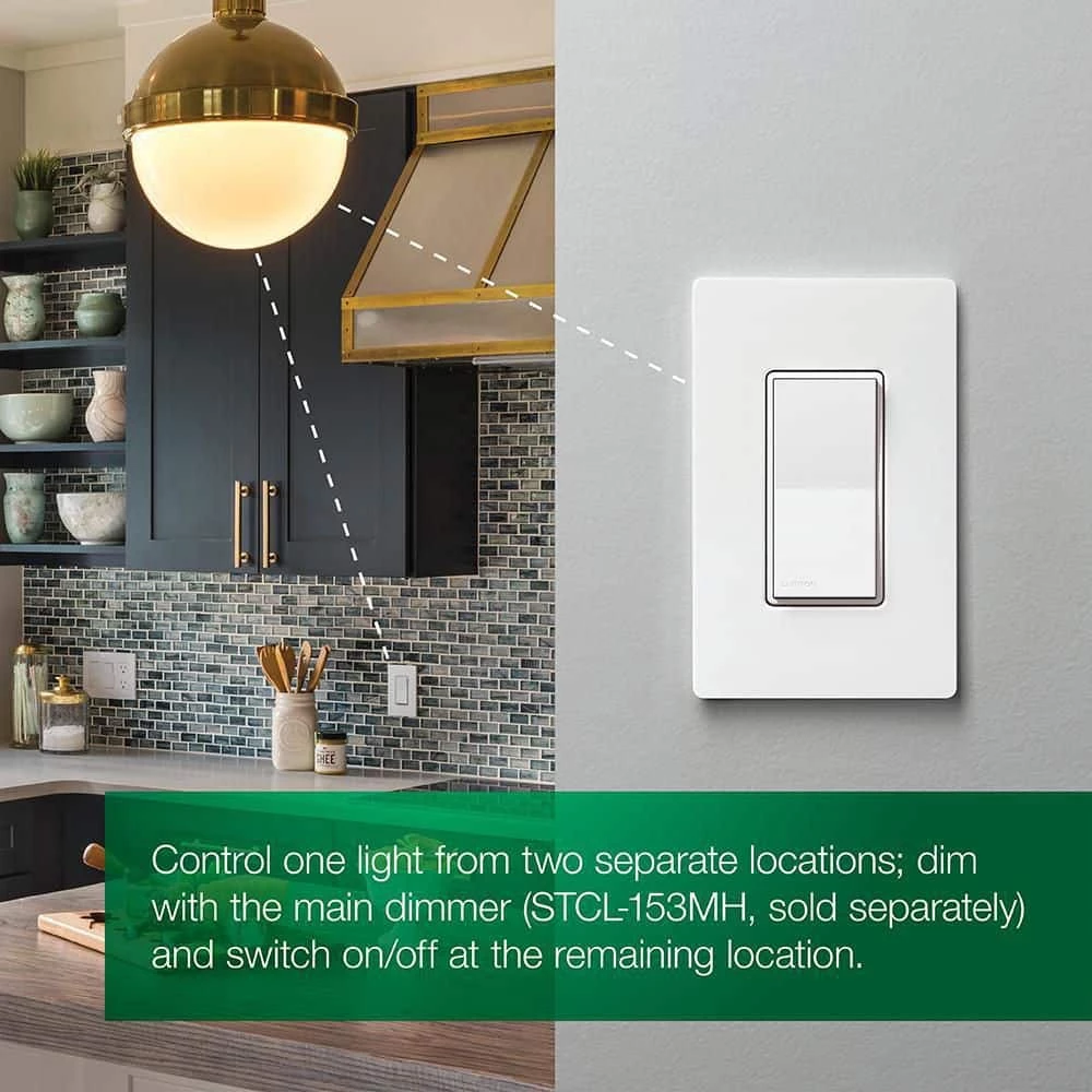 Sunnata 3-Way/Multi-Location LED Plus Touch Dimmer Switch with Wallplate, for LED Bulbs in White (6-Pack) by Lutron - Image 2