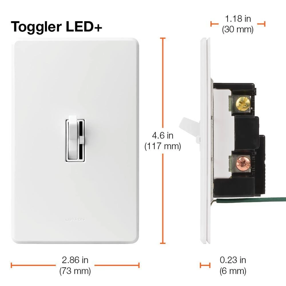 Toggler LED Dimmer Switch for Dimmable LED, Halogen and Incandescent Bulbs, Single-Pole or 3-Way, White (3-Pack) by Lutron - Image 13