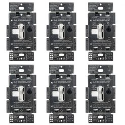 Toggler LED+ Dimmer Switch for Dimmable LED, Halogen/Incandescent Bulbs, Single-Pole/3-Way, White (6-Pack) by Lutron