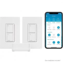 Caseta Wireless Smart Lighting Switch (2 Count) Starter Kit with Smart Bridge by Lutron