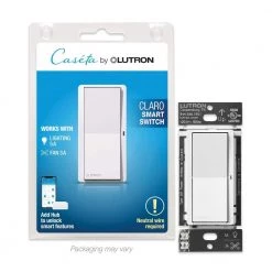 Claro Smart Switch for Caseta Smart Lighting, for On/Off Control of Lights or Fans, White by Lutron