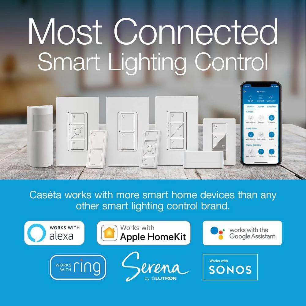 Caseta Wireless Smart Lighting Switch Starter Kit with Smart Bridge, Pico Remote, and 2 Switches by Lutron - Image 3