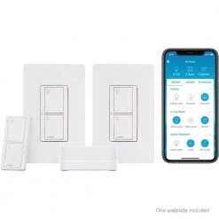Caseta Wireless Smart Lighting Switch Starter Kit with Smart Bridge, Pico Remote, and 2 Switches by Lutron