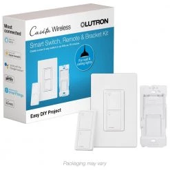 Caseta Smart Switch Kit (3 Way, 2 Points of Control) with Pico Remote, Wallplate and Bracket, White by Lutron