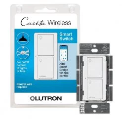 Caseta Wireless Smart Lighting Switch for All Bulb Types or Fans, White by Lutron