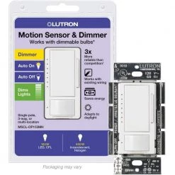 Maestro LED+ Dimmer 1.5 Amp Motion Sensor, Single Pole and Multi-Location, White by Lutron