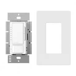 Maestro LED+ Dimmer and Motion Sensor with Wallplate, Single Pole and Multi-Location, White by Lutron