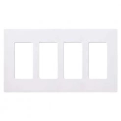 Claro 4 Gang Decorator/Rocker Wallplate, Gloss, White (1-Pack) by Lutron