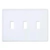 Fassada 3 Gang Toggle-Style Wallplate for Dimmers and Switches, White by Lutron