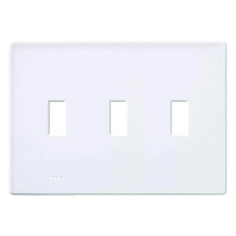 Fassada 3 Gang Toggle-Style Wallplate for Dimmers and Switches, White by Lutron